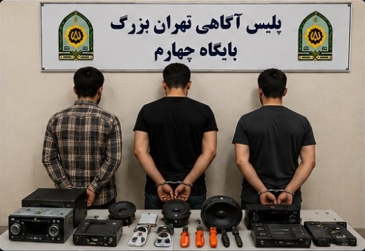 دست‌گیری ۳ سارق لوازم خودرو و کشف اموال مسروقه
