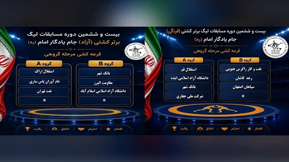 گروه بندی تیم‌های حاضر در لیگ برتر کشتی مشخص شد